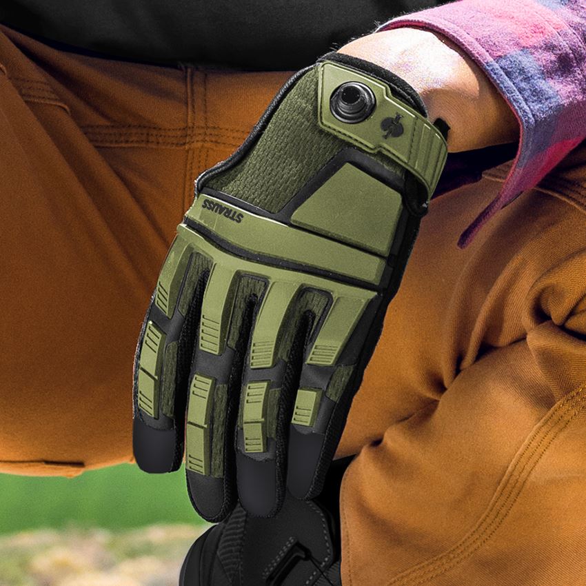 Hybridní: e.s. Montážní rukavice Protect + olivová/černá 2