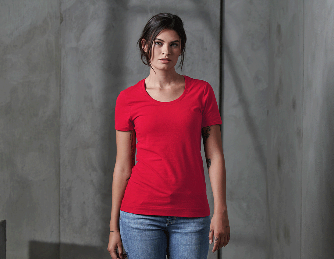 Trička | Svetry | Košile: e.s. Tričko cotton stretch, dámské + ohnivě červená