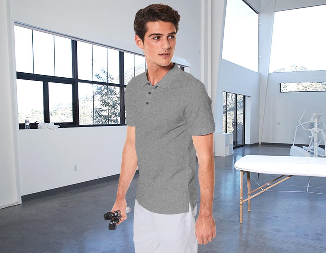 Trička, svetry & košile: e.s. Pique-Polo cotton stretch, slim fit + šedý melír