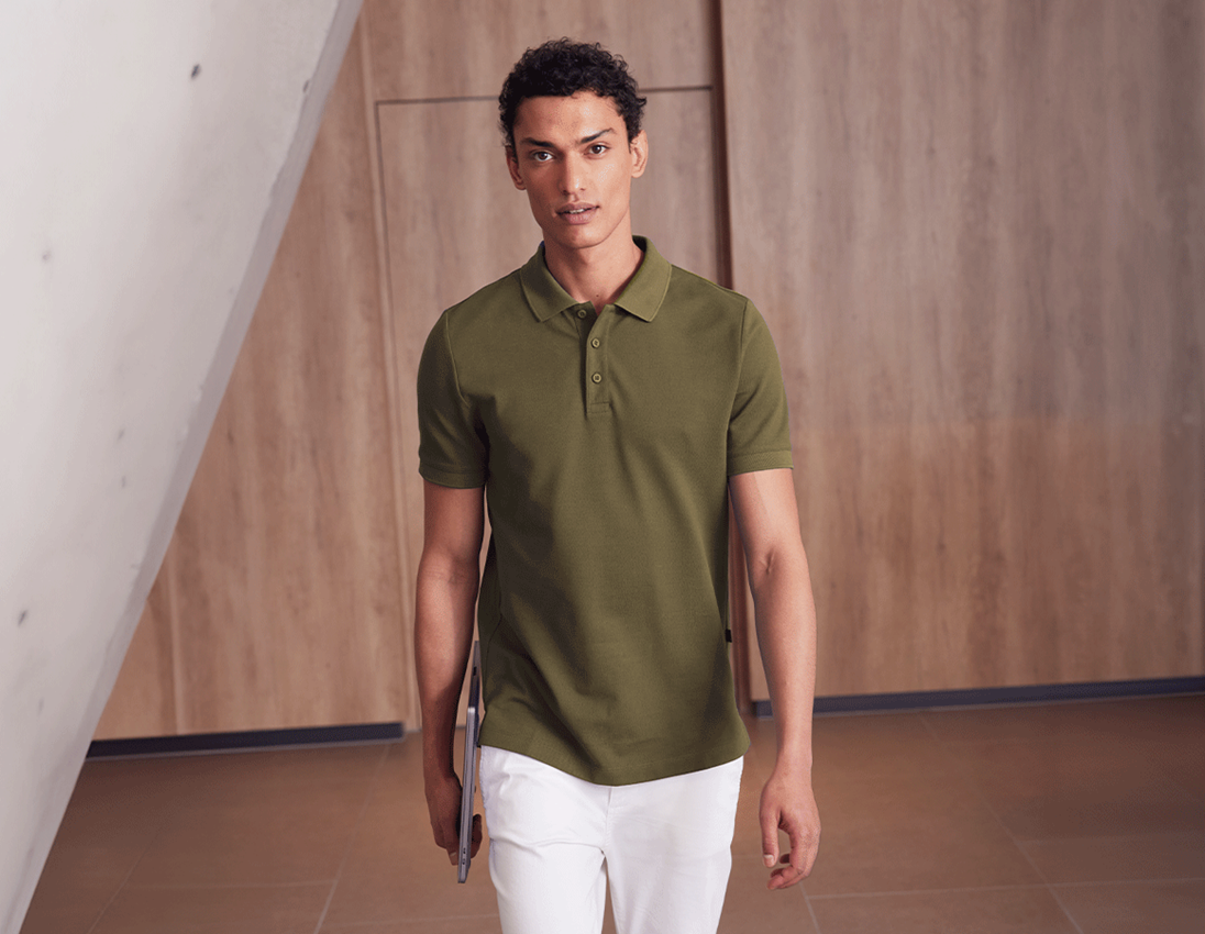Trička, svetry & košile: e.s. Pique-Polo cotton stretch + bahnitá zelená
