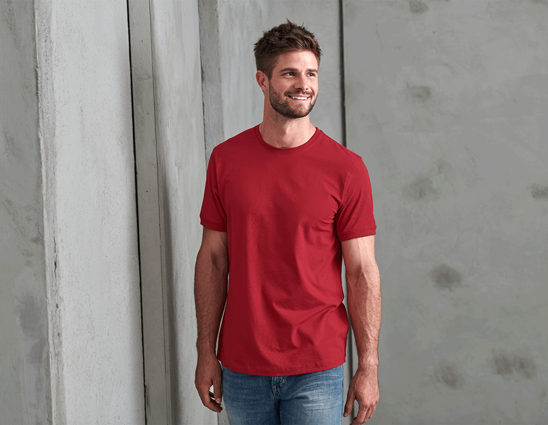 Trička, svetry & košile: e.s. Tričko cotton stretch + ohnivě červená