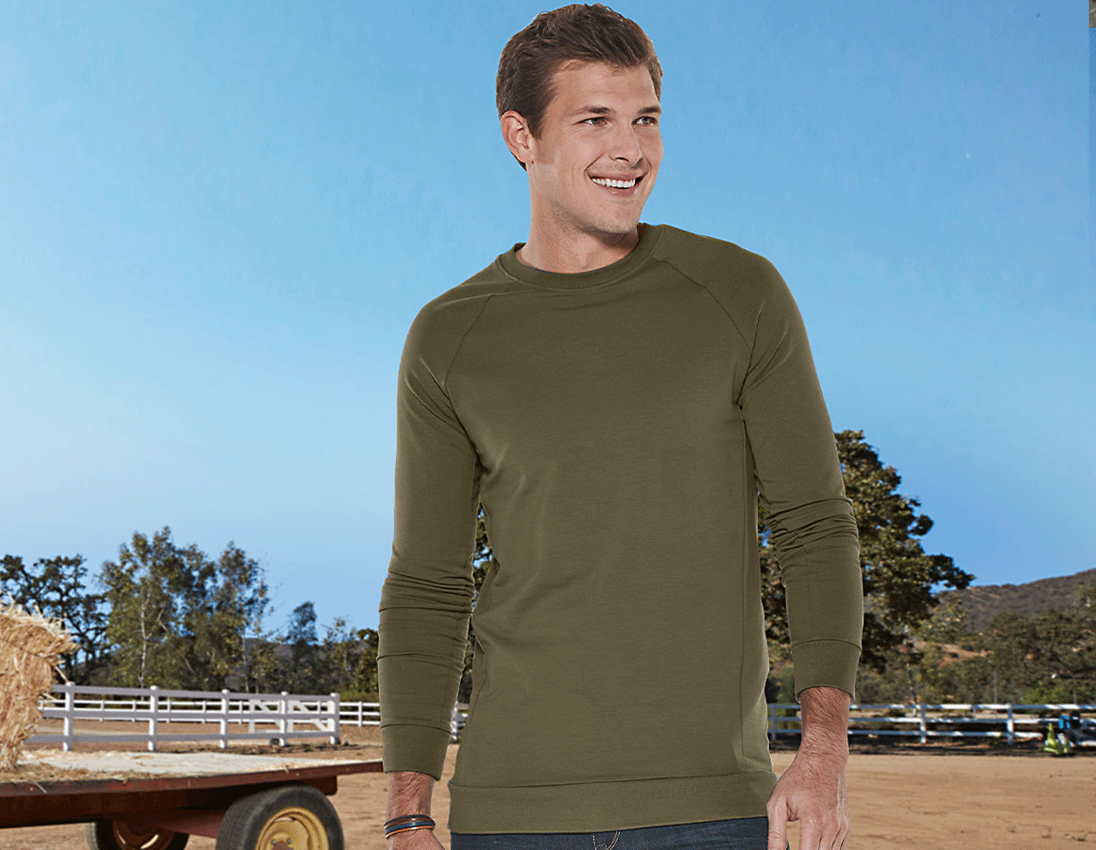 Trička, svetry & košile: e.s. Mikina cotton stretch, long fit + bahnitá zelená