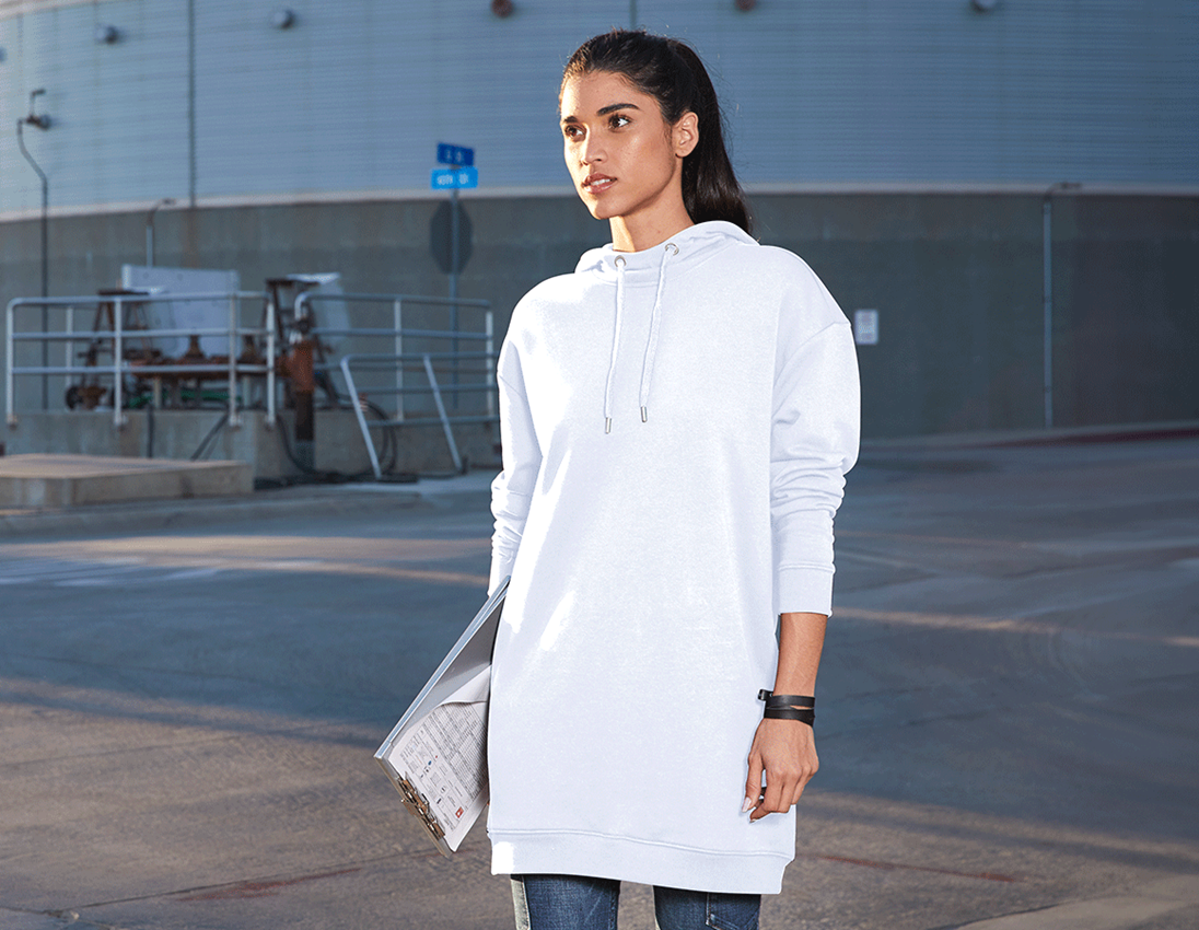 Trička | Svetry | Košile: e.s. Mikina s kapucí oversize poly cotton, dámská + bílá