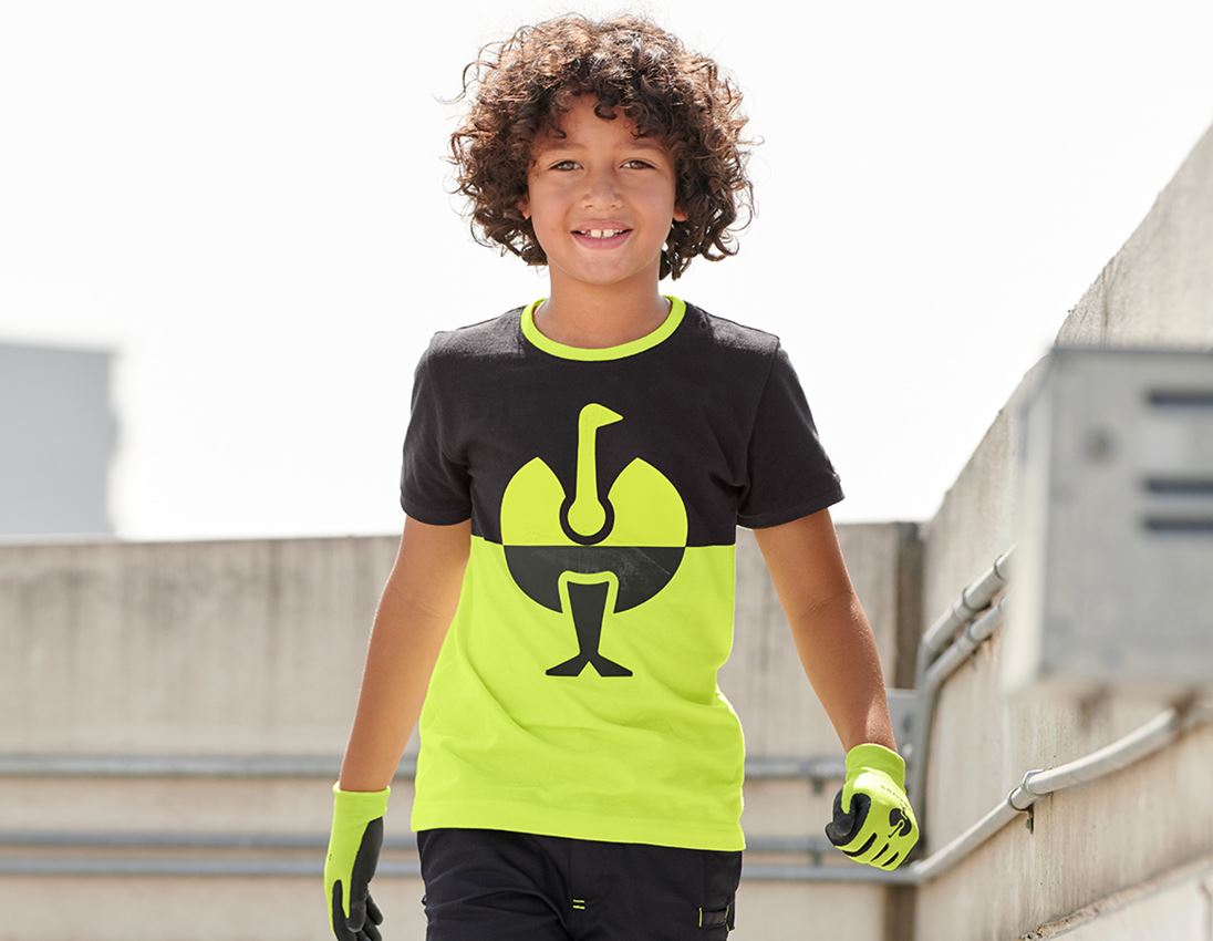 Trička | Svetry | Košile: e.s. Pique-Tričko colourblock, dětské + černá/výstražná žlutá