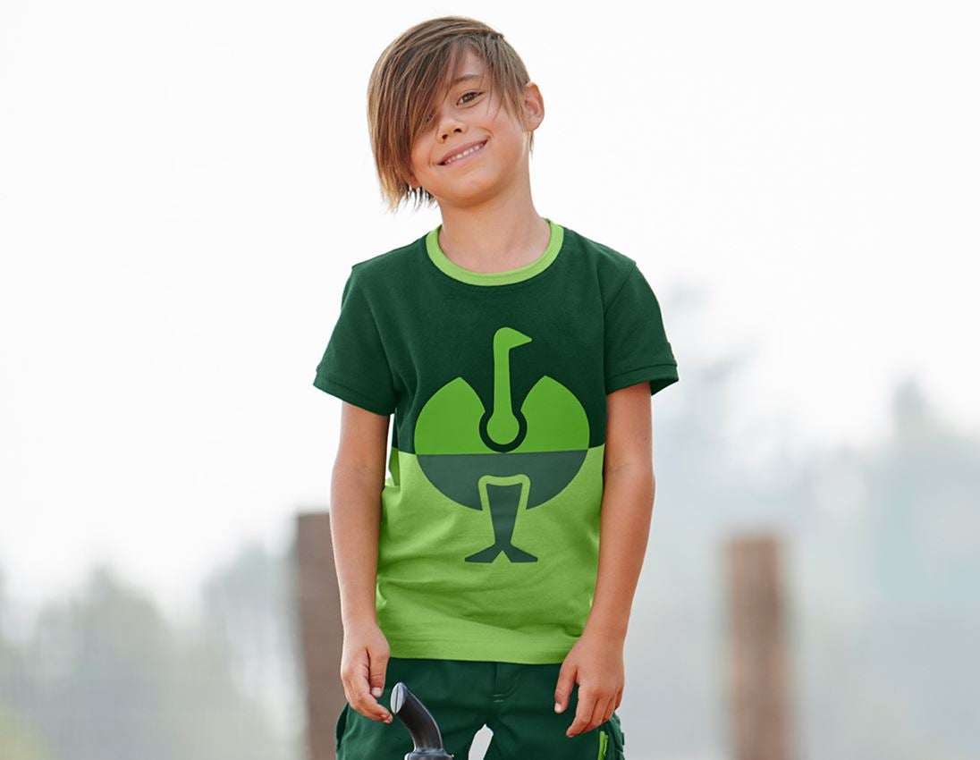 Trička | Svetry | Košile: e.s. Pique-Tričko colourblock, dětské + zelená/mořská zelená