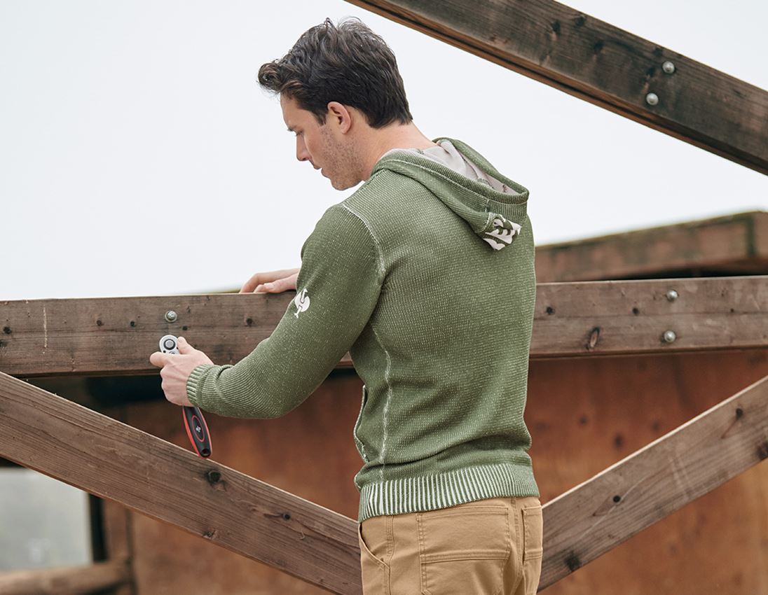 Trička, svetry & košile: Pletený svetr s kapucí e.s.iconic + horská zelená 2
