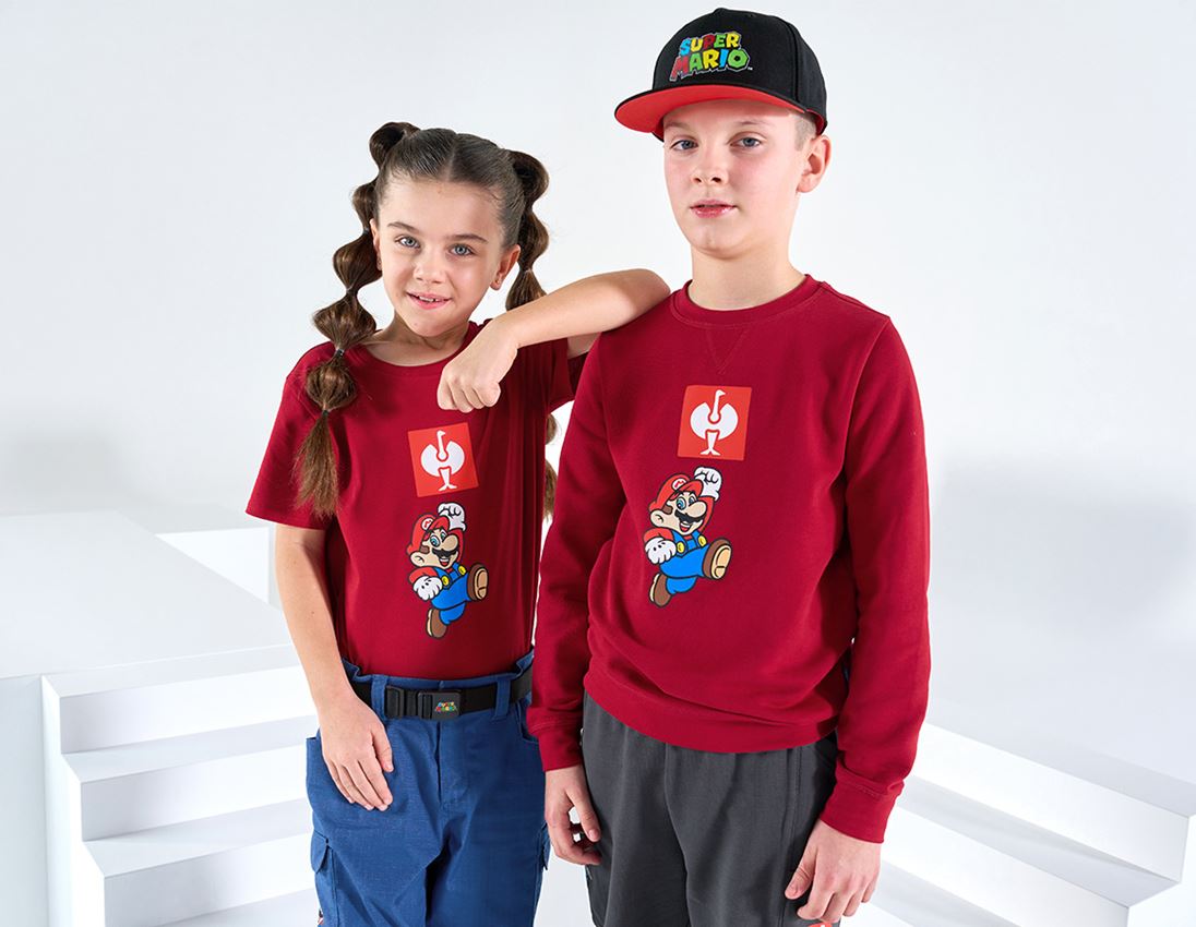 Trička | Svetry | Košile: Dětská mikina Super Mario + ohnivě červená 1