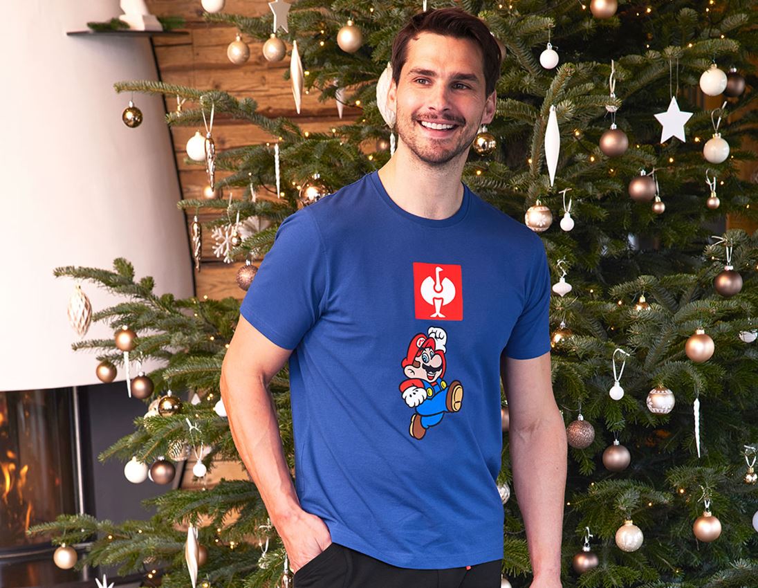 Trička, svetry & košile: Pánské triko Super Mario + alkalická modrá