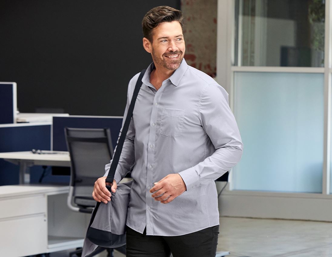Trička, svetry & košile: e.s. Business košile cotton stretch, comfort fit + mlhavě šedá károvaná