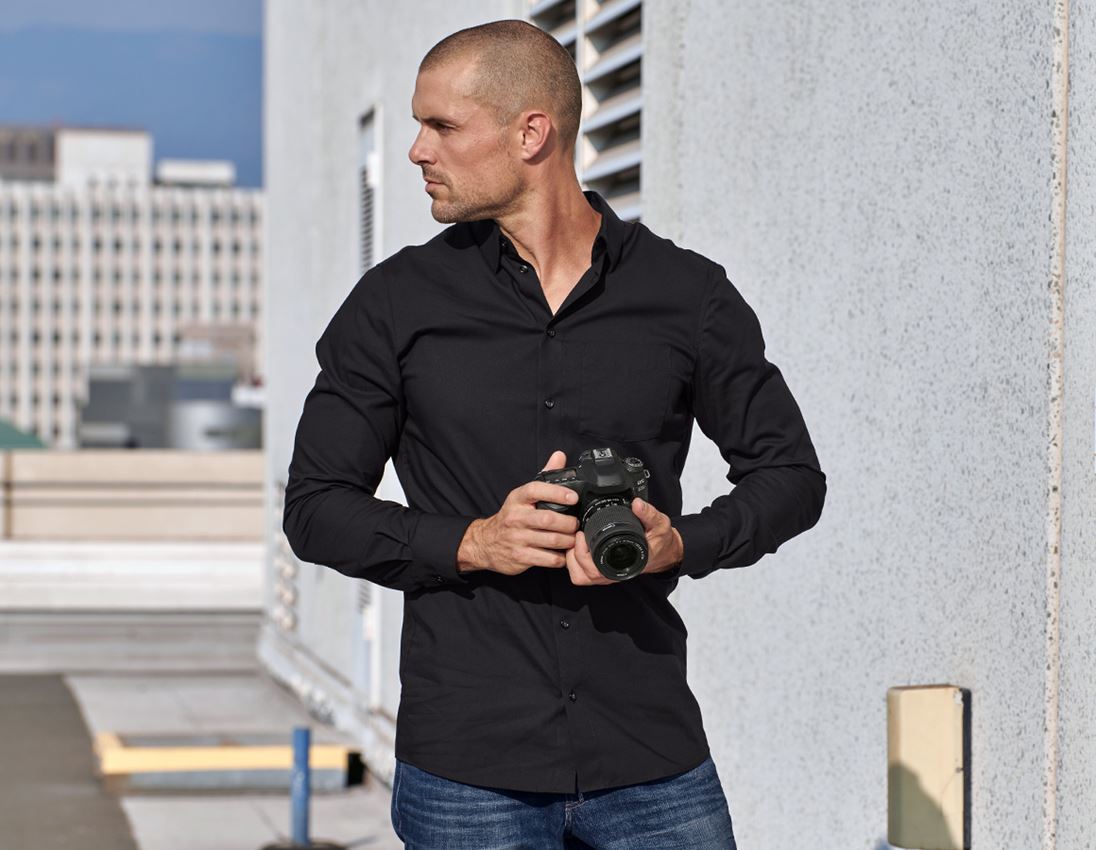 Trička, svetry & košile: e.s. Business košile cotton stretch, slim fit + černá 1