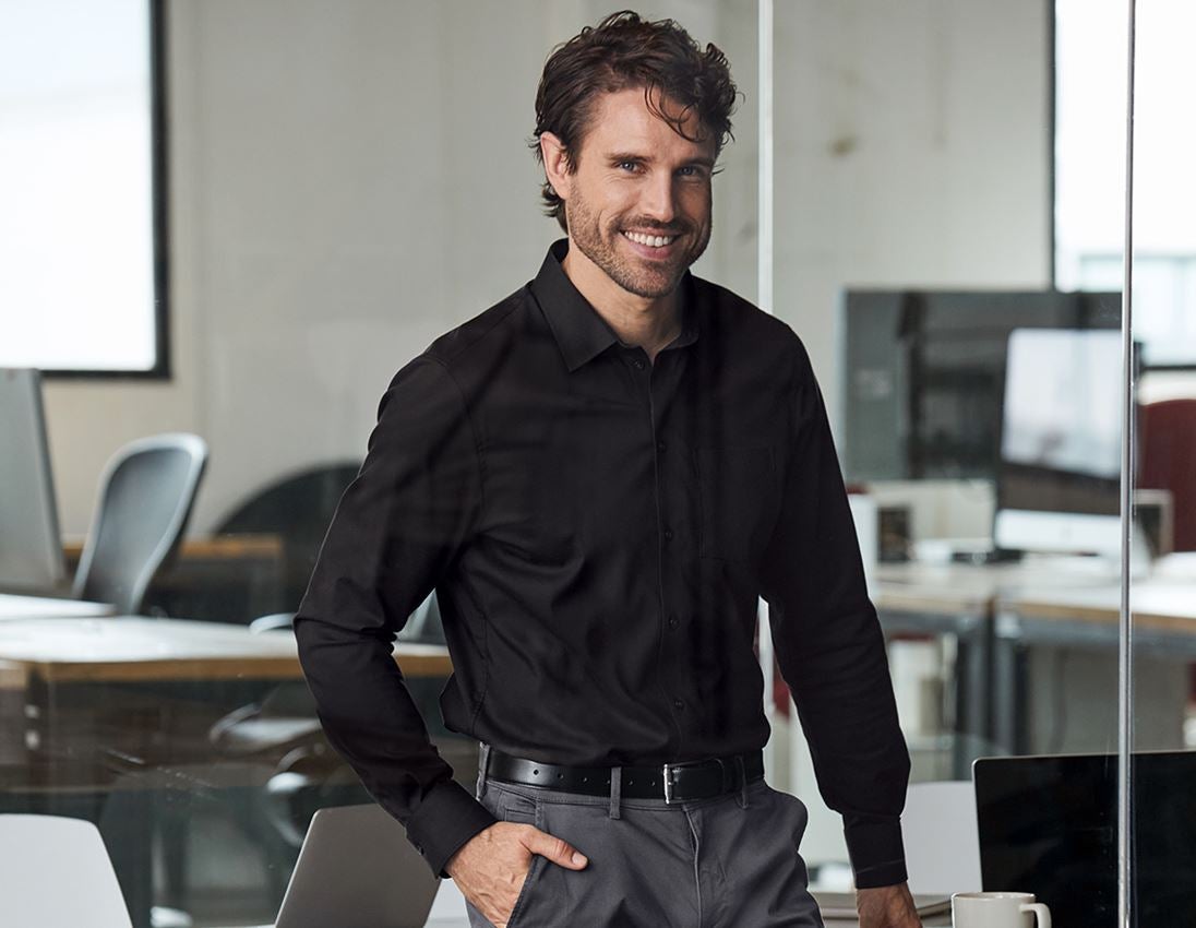Trička, svetry & košile: e.s. Business košile cotton stretch, regular fit + černá