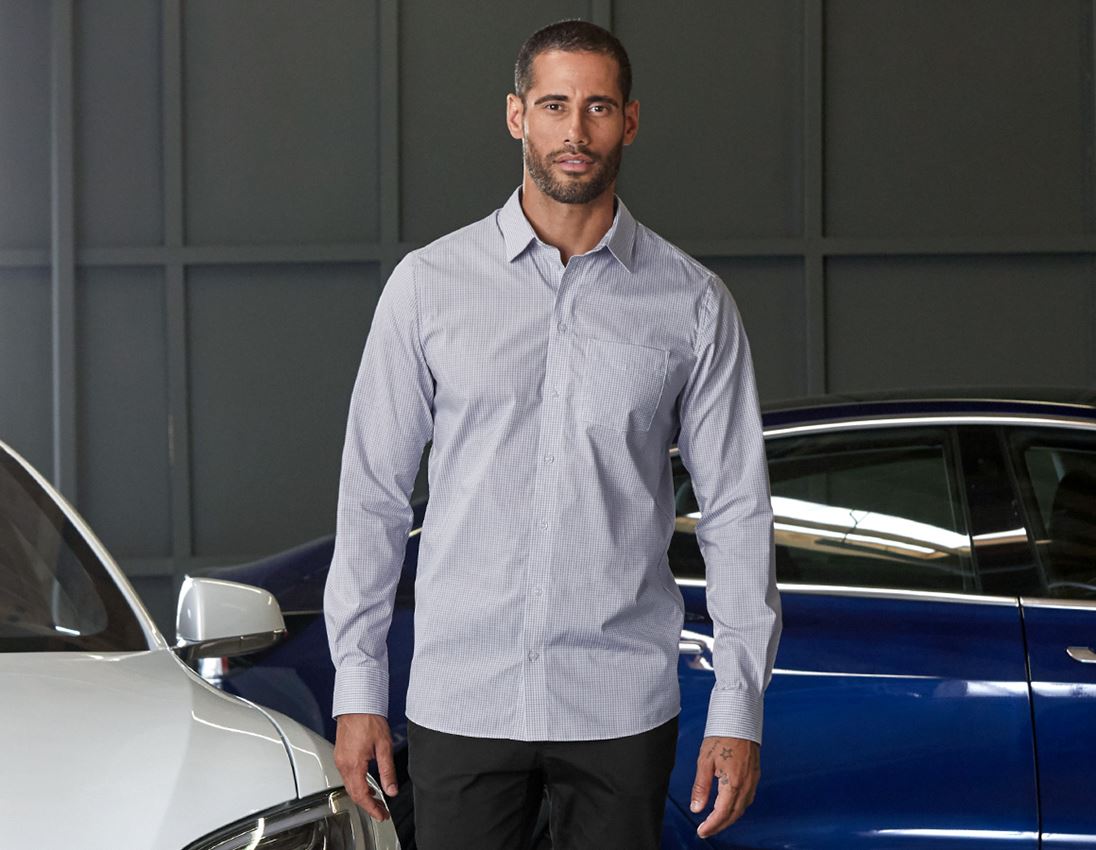 Trička, svetry & košile: e.s. Business košile cotton stretch, regular fit + mlhavě šedá károvaná