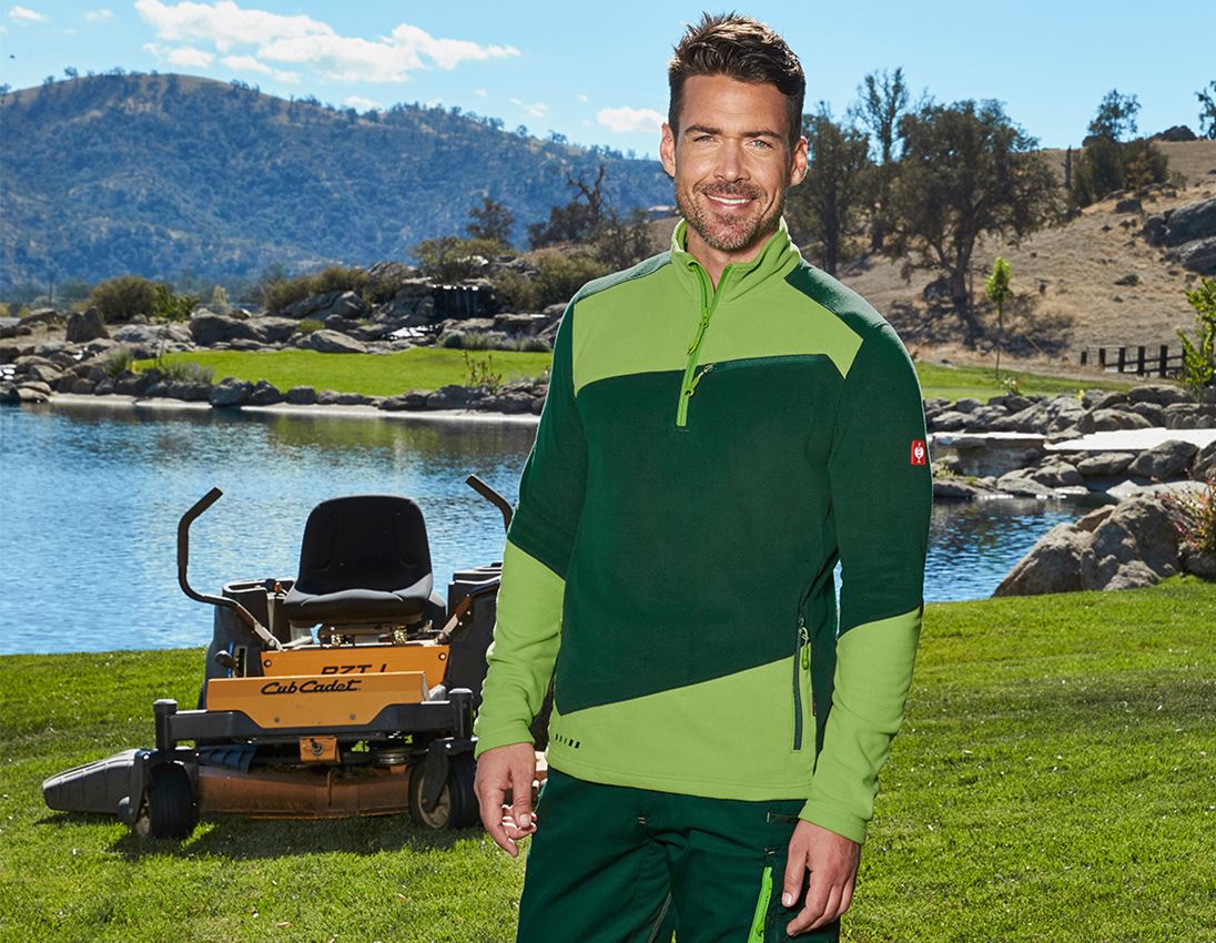 Trička, svetry & košile: Fleecový troyer e.s.motion 2020 + zelená/mořská zelená
