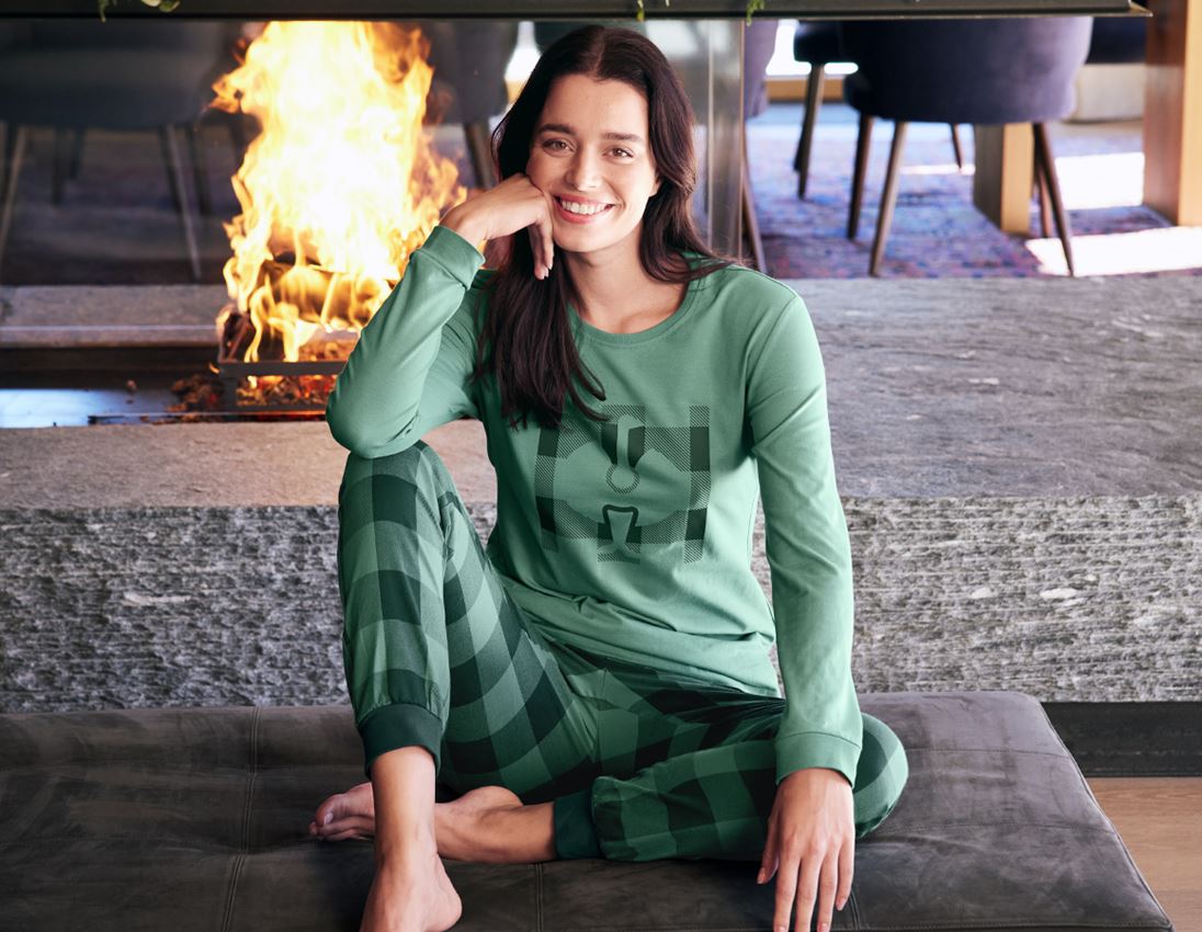 Doplňky: e.s. Pyžamo s dlouhým rukávem, dámský + pastelově zelená