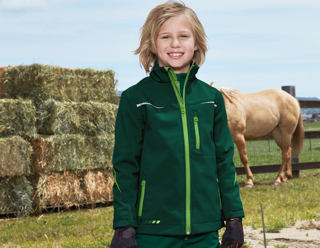 Bundy: Softshellová bunda e.s.motion 2020, dětská + zelená/mořská zelená