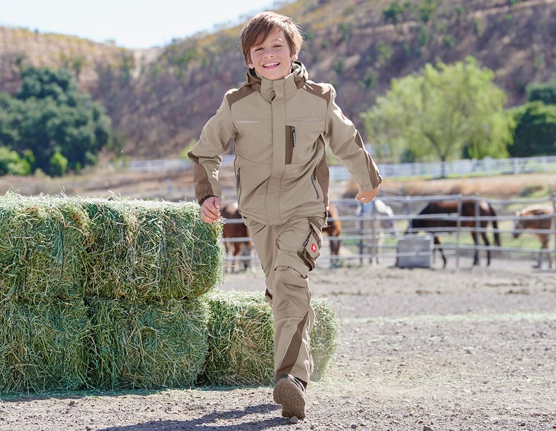 Bundy: Dětská softshellová bunda e.s.motion + jíl/rašelina 1
