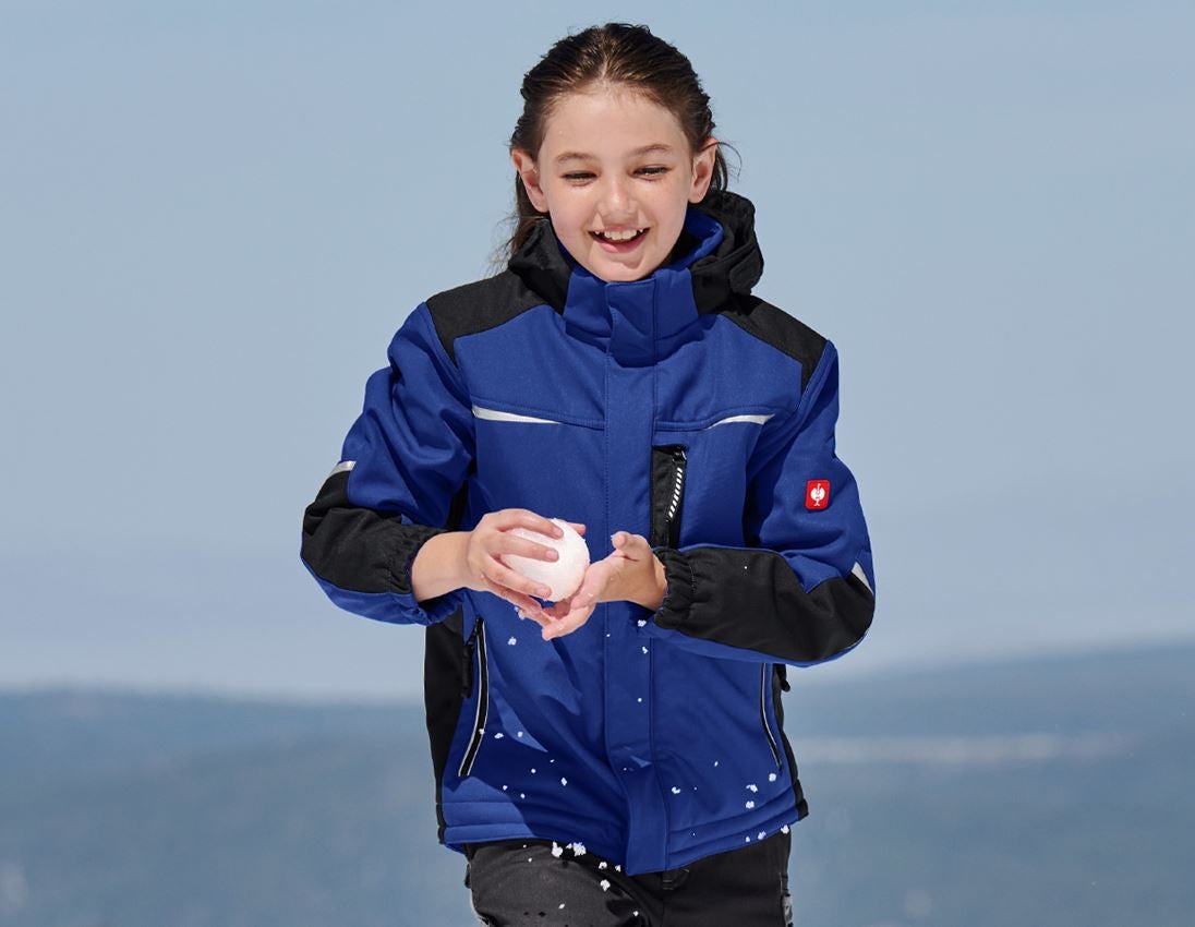 Bundy: Dětská softshellová bunda e.s.motion + modrá chrpa/černá