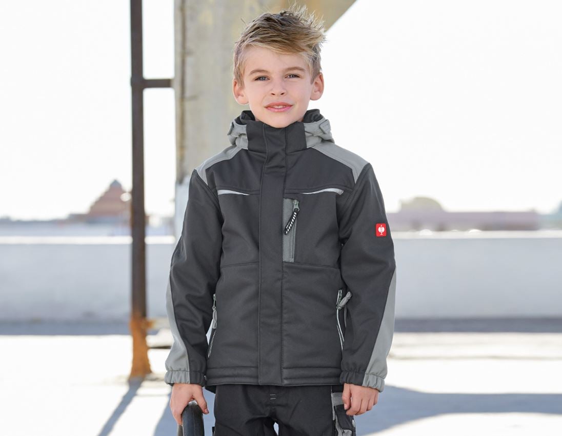 Bundy: Dětská softshellová bunda e.s.motion + grafit/cement