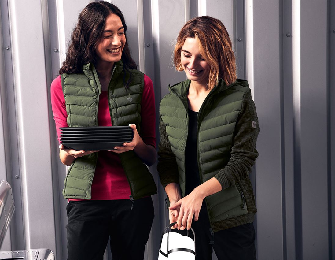 Pracovní bundy: Úpletová bunda kapucí hybrid e.s.motion ten,dámská + maskovací zelená melanž 1