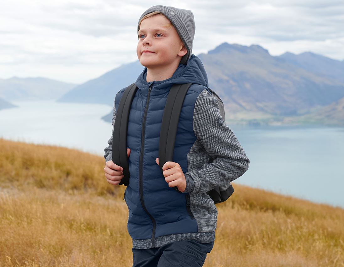 Bundy: Úpletová bunda kapucí hybrid e.s.motion ten,dětské + břidlicová modrá melange