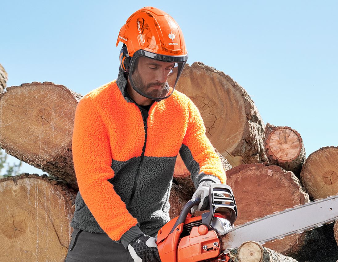Pracovní bundy: e.s. Lesnická bunda z vlákenného rouna + výstražná oranžová/karbonová šedá
