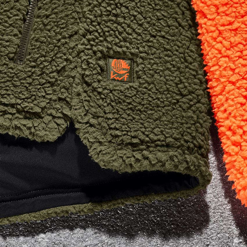 Pracovní bundy: e.s. Lesnická bunda z vlákenného rouna + výstražná oranžová/bahnitá zelená 2
