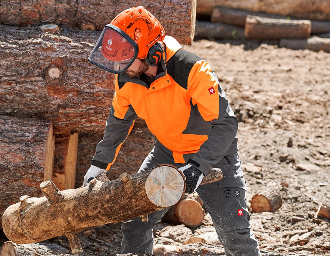 Pracovní bundy: e.s. Lesnická bunda do deště + výstražná oranžová/karbonová šedá 1