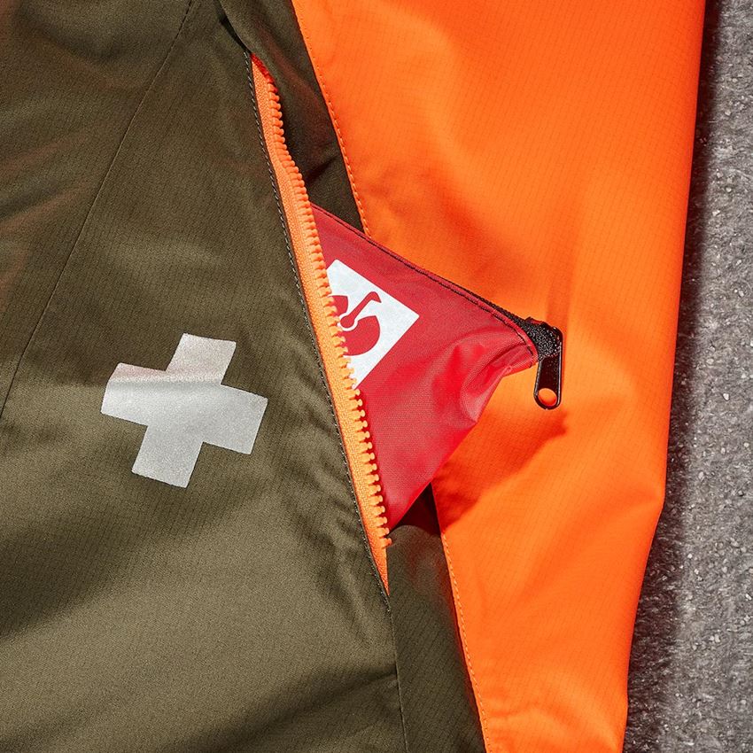 Pracovní bundy: e.s. Lesnická bunda do deště + výstražná oranžová/bahnitá zelená 2