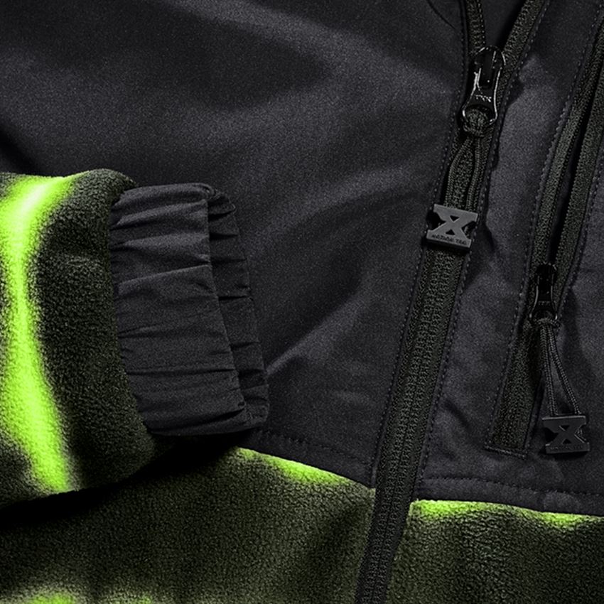 Pracovní bundy: Fleecová bunda s kapucí hyb tie-dye e.s.motion ten + černá/výstražná žlutá 2