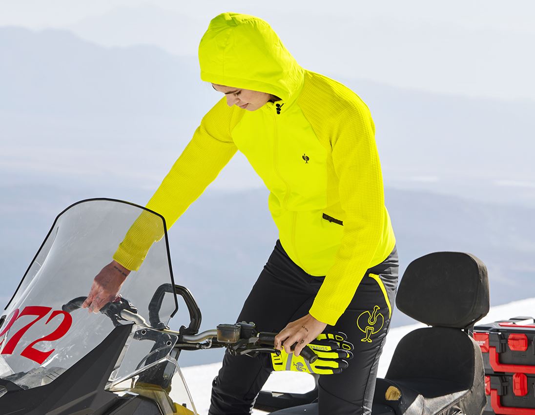 Pracovní bundy: Úpletová bunda s kapucí hybrid e.s.trail, dámská + acidově žlutá/černá 1