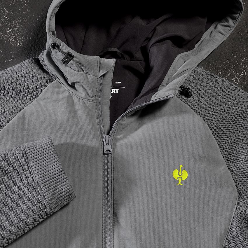 Pracovní bundy: Úpletová bunda s kapucí hybrid e.s.trail + čedičově šedá/acidově žlutá 2