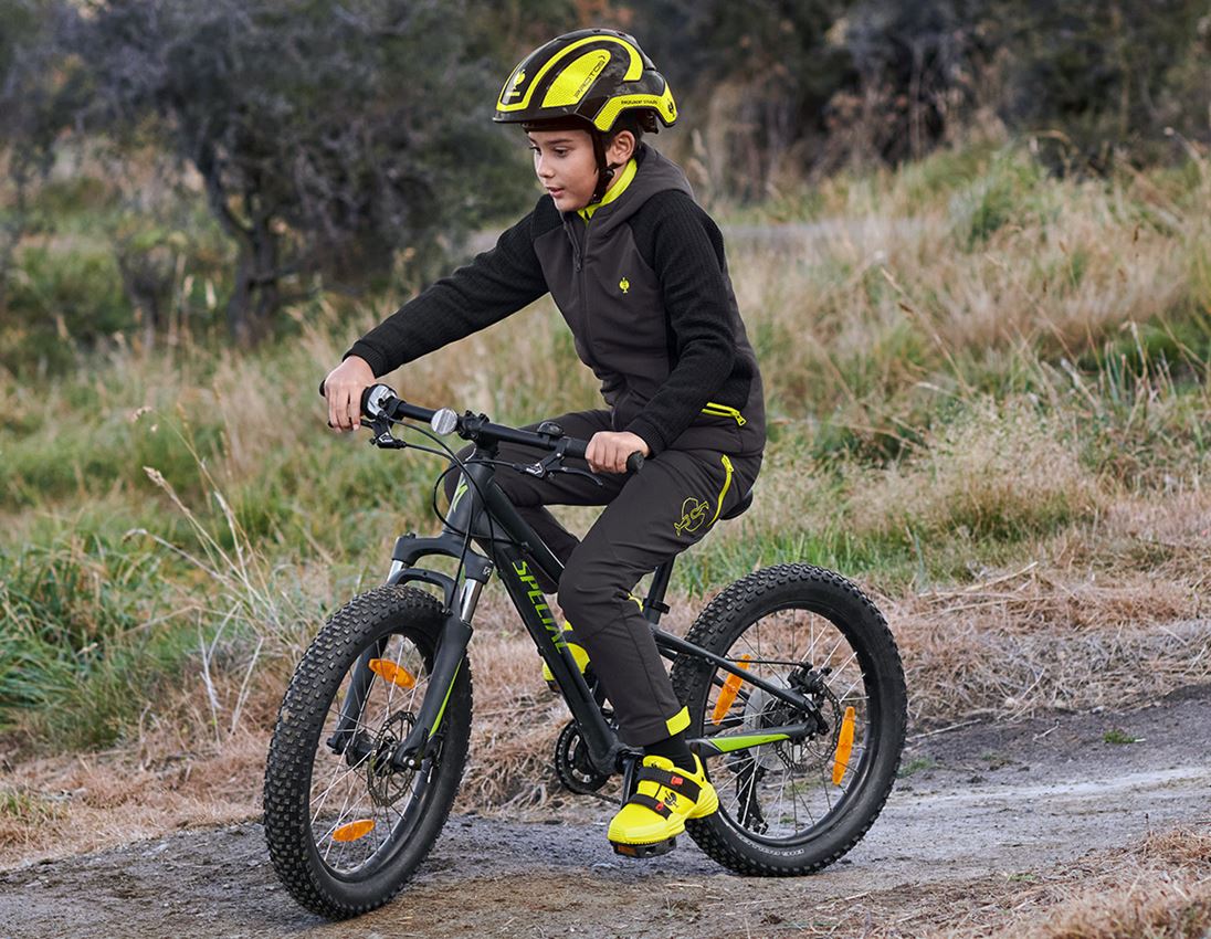 Bundy: Úpletová bunda s kapucí hybrid e.s.trail, dětský + černá/acidově žlutá 1