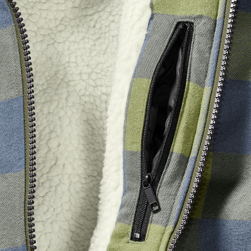 Pracovní bundy: Károvaná bunda s kapucí e.s.iconic + horská zelená/oxidově modrá 2
