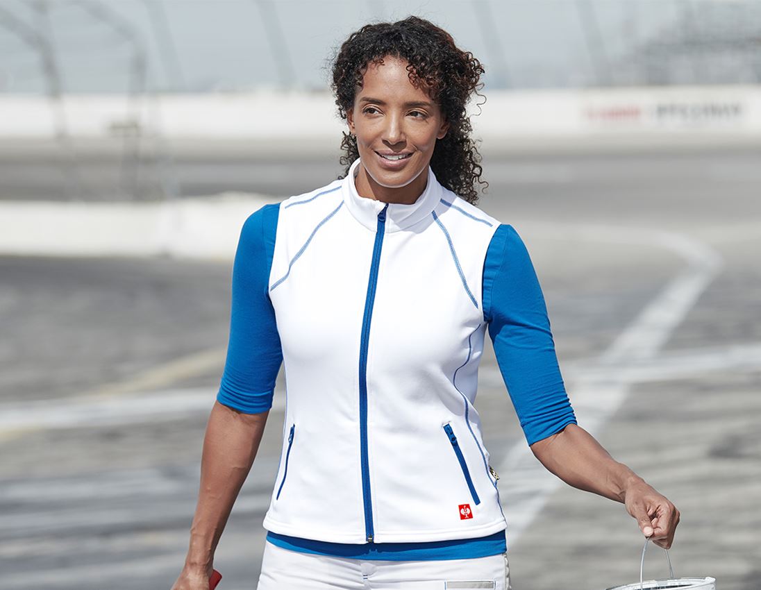 Pracovní vesty: Vesta thermo stretch e.s.motion 2020,  dámská + bílá/enciánově modrá
