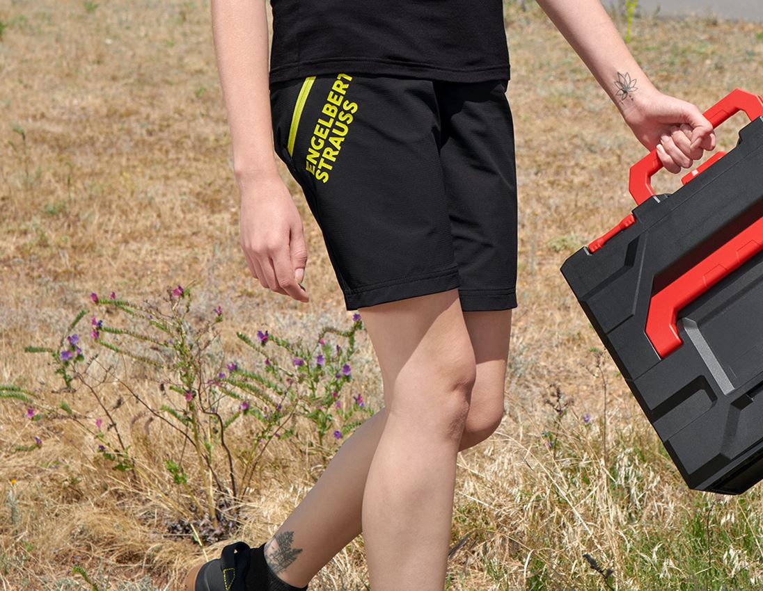 Pracovní kalhoty: Funkční šortky e.s.trail, dámské + černá/acidově žlutá