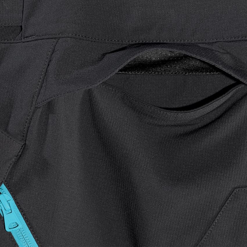 Pracovní kalhoty: Funkční šortky e.s.trail, dámské + černá/lazuritová tyrkysová 2