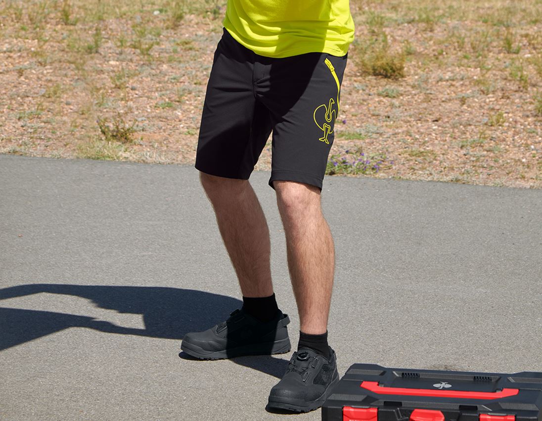 Pracovní kalhoty: Funkční šortky e.s.trail + černá/acidově žlutá