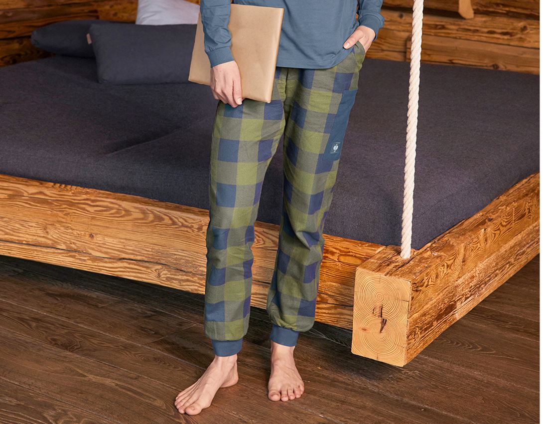 Doplňky: e.s. Pyžamo kalhoty, dámské + horská zelená/oxidově modrá