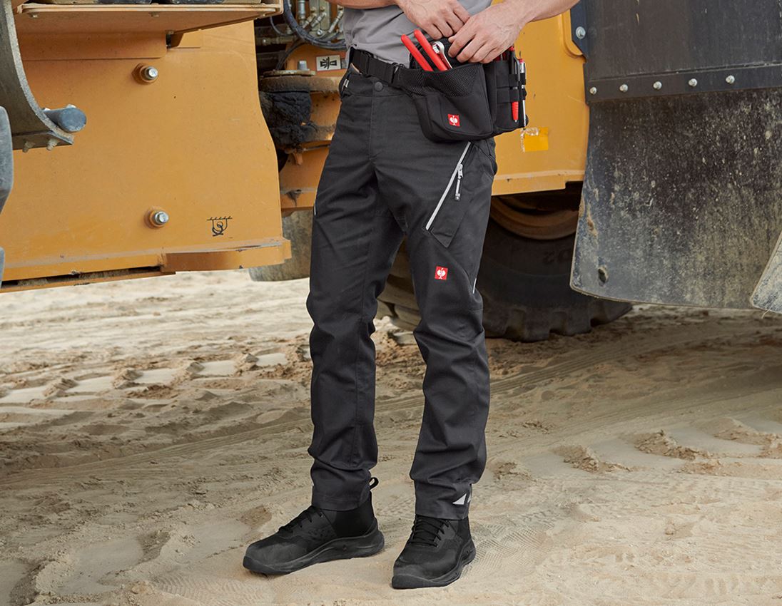 Pracovní kalhoty: Kalhoty s více kapsami e.s.ambition + černá/platinová 3
