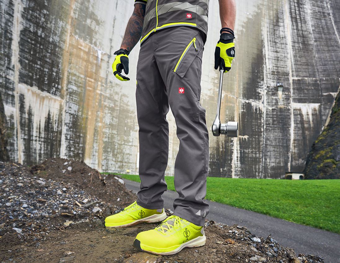 Pracovní kalhoty: Kalhoty s více kapsami e.s.ambition + antracit/výstražná žlutá
