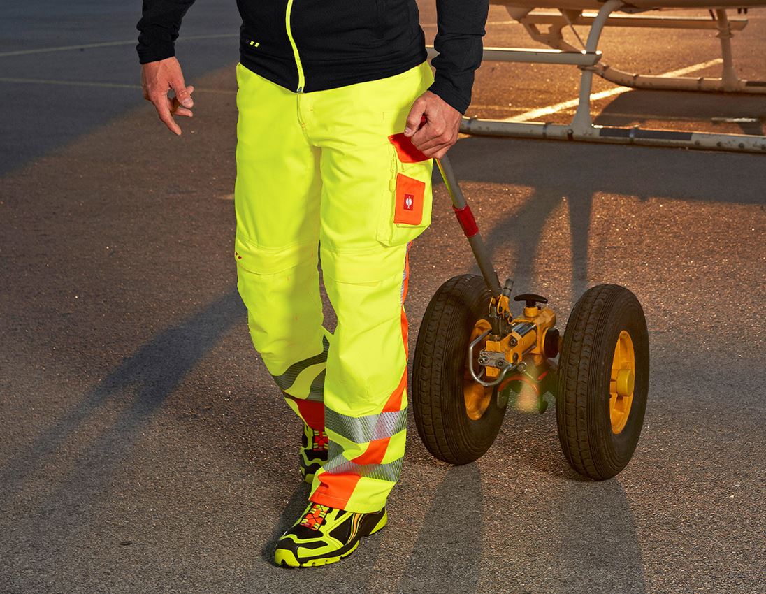 Pracovní kalhoty: Výstražné kalhoty do pasu e.s.motion 2020 + výstražná žlutá/výstražná oranžová