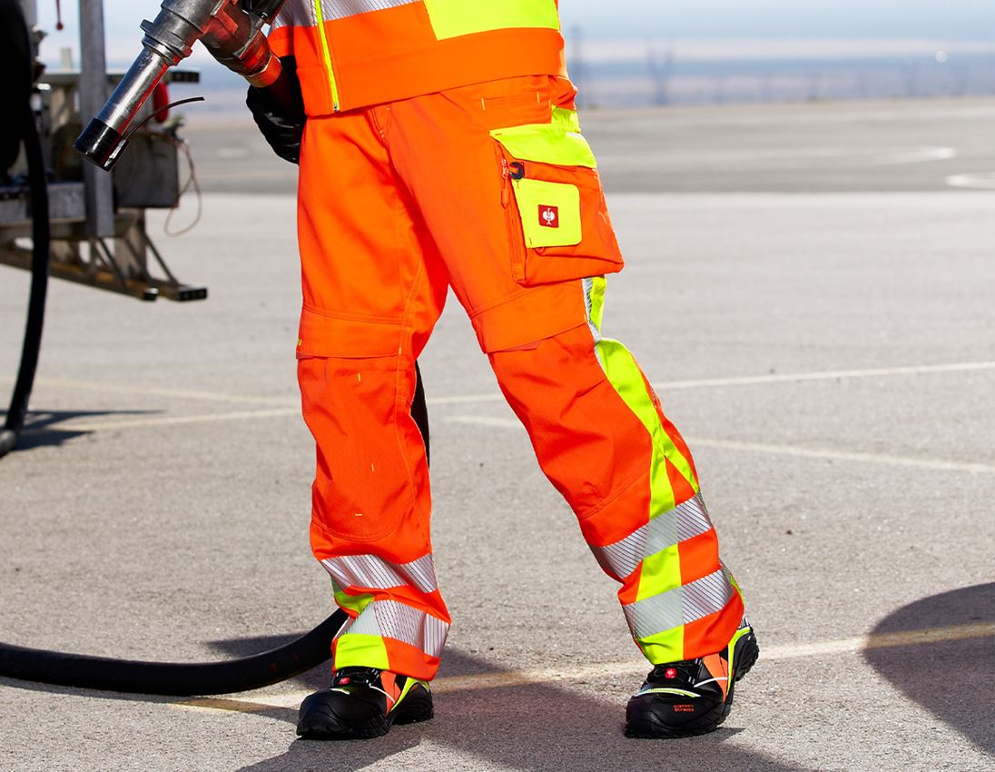 Pracovní kalhoty: Výstražné kalhoty do pasu e.s.motion 2020 + výstražná oranžová/výstražná žlutá