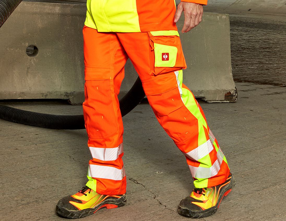 Pracovní kalhoty: Výstražné kalhoty do pasu e.s.motion 2020 Zimní + výstražná oranžová/výstražná žlutá