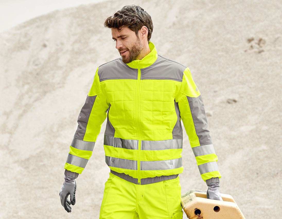 Pracovní bundy: Výstražná bunda e.s.concrete + výstražná žlutá/perlově šedá