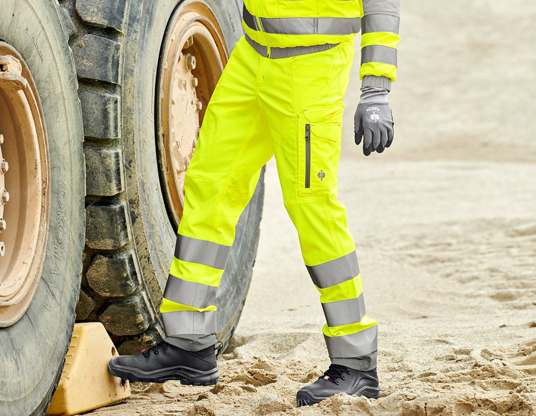 Pracovní kalhoty: Výstražné kalhoty cargo e.s.concrete + výstražná žlutá/perlově šedá