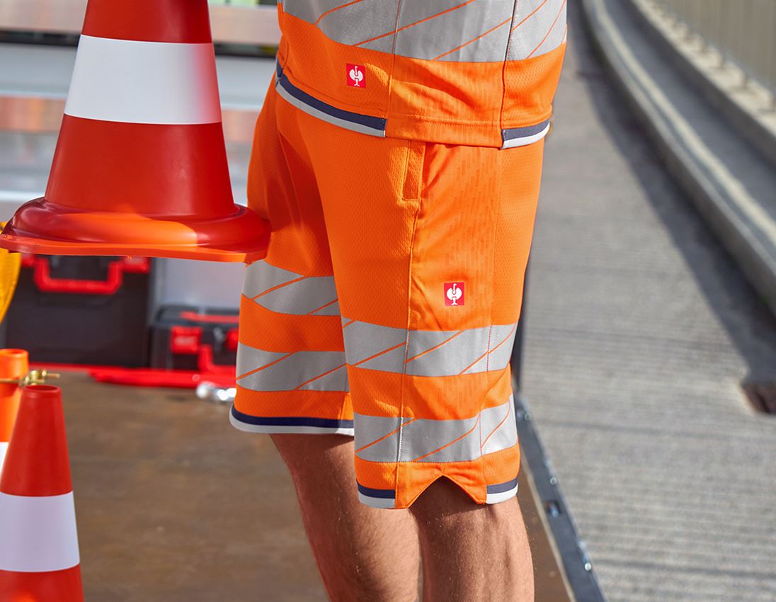 Pracovní kalhoty: Výstražné funkční šortky e.s.ambition + výstražná oranžová/tmavomodrá