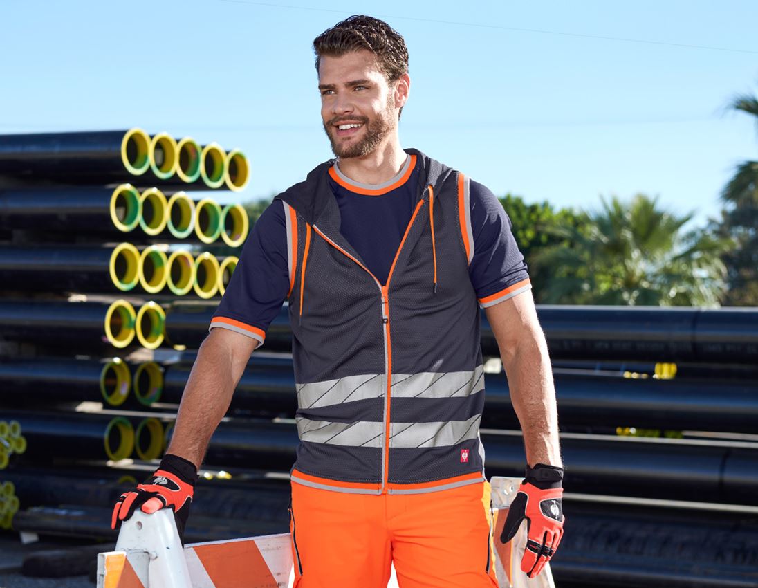 Pracovní vesty: Reflex funkční vesta e.s.ambition + tmavomodrá/výstražná oranžová