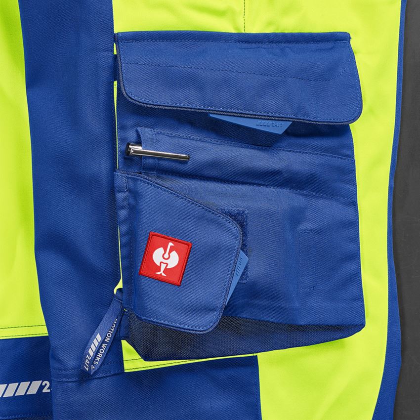 Oděvy: Výstražné kalhoty do pasu e.s.motion 24/7 + modrá chrpa/výstražná žlutá 2