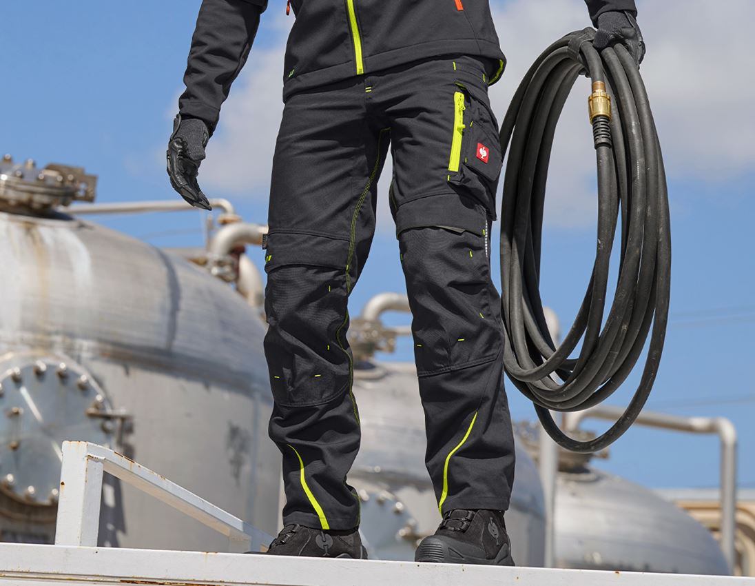 Pracovní kalhoty: Kalhoty e.s.motion 2020 + černá/výstražná žlutá/výstražná oranžová 4