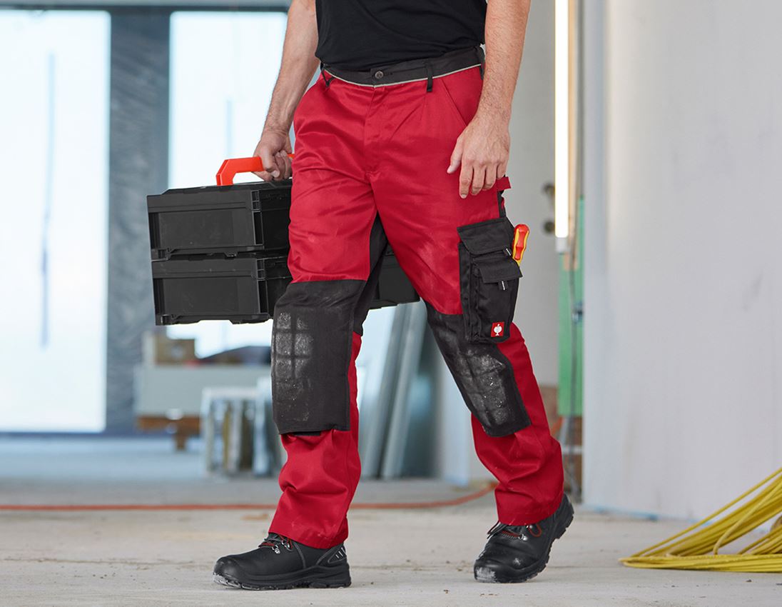 Pracovní kalhoty: Kalhoty do pasu e.s.image + červená/černá